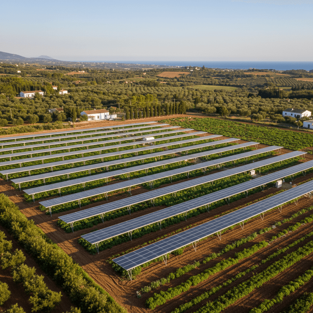 שילוב פאנלים סולאריים מעל שדה חקלאי בישראל
